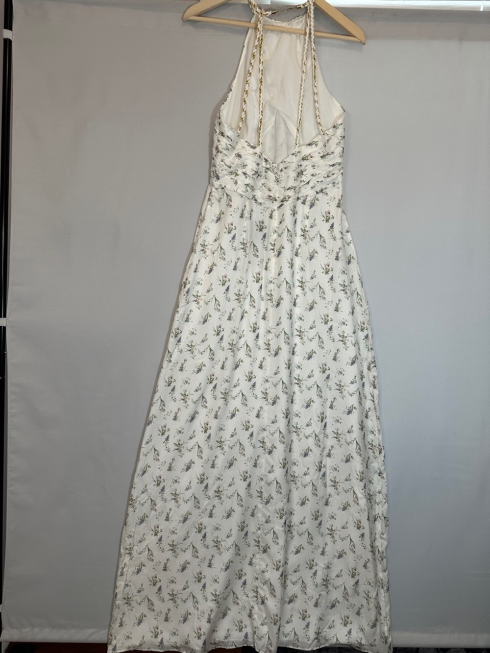 Rachel Zoe Olivia Grecian Goddess Gown Silk Blend Floral Halter Maxi Dress Sz 10 - Picture 4 of 8